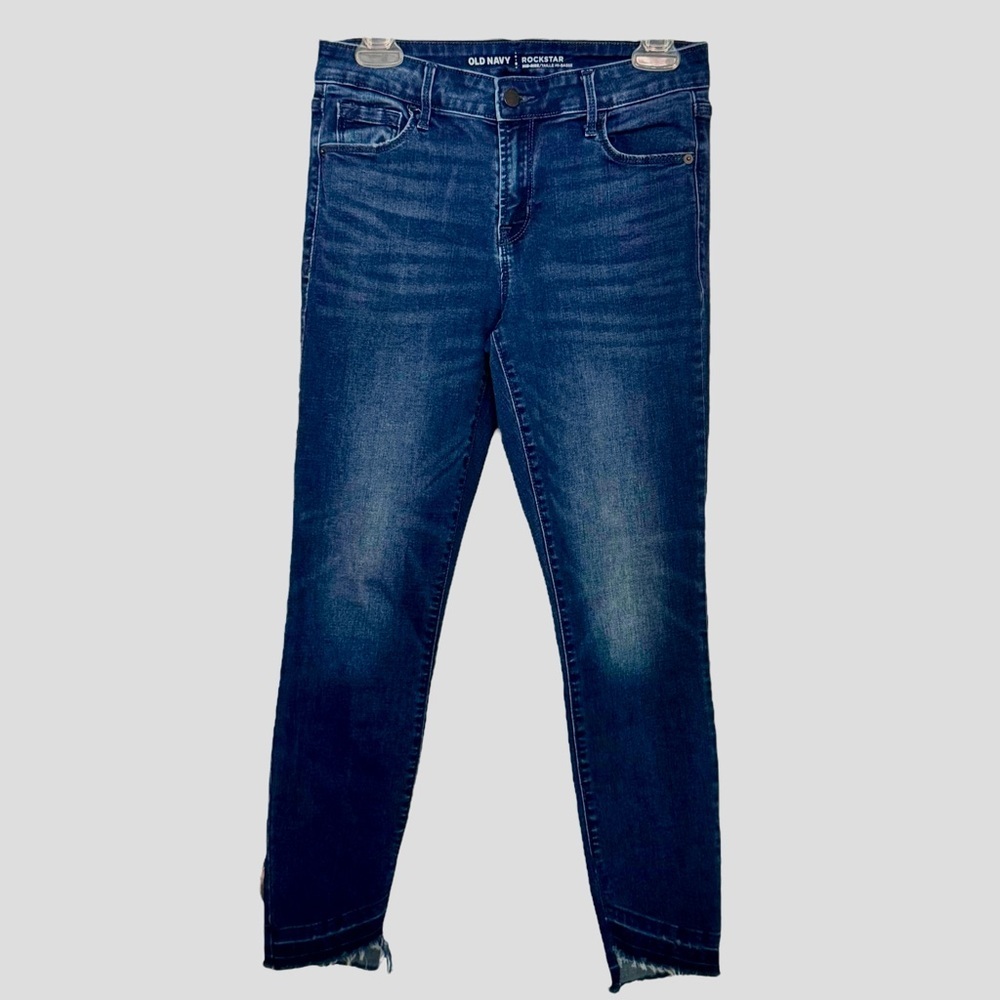 Old Navy Size 6 Rockstar Mid-Rise Frayed Hem Jeans Cotton-Poly-Rayon-Spandex